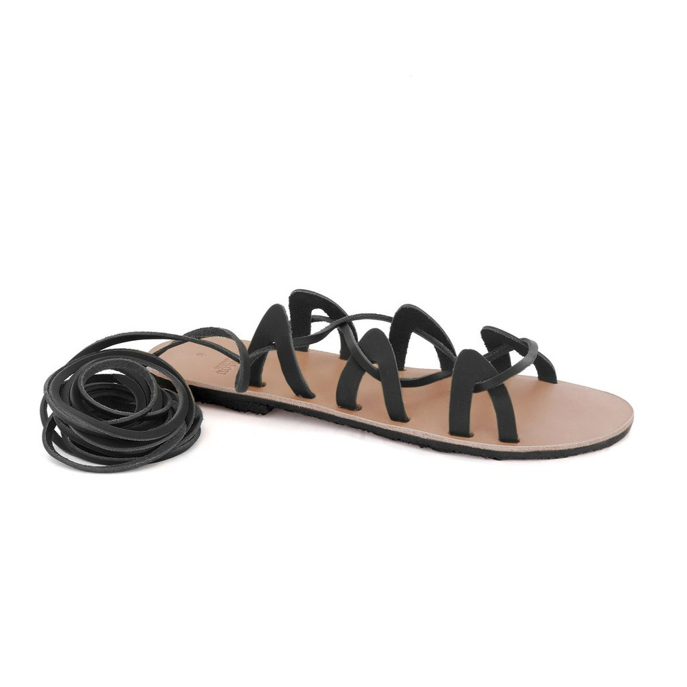 MAC&LOU GREEK LEATHER SANDALS 'ANDROMEDA' Black